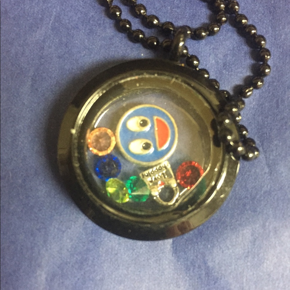 Black memory locket necklace